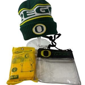 Oregon Ducks Nike Beanie Hat, Rain Poncho and Clear Crossbody Set